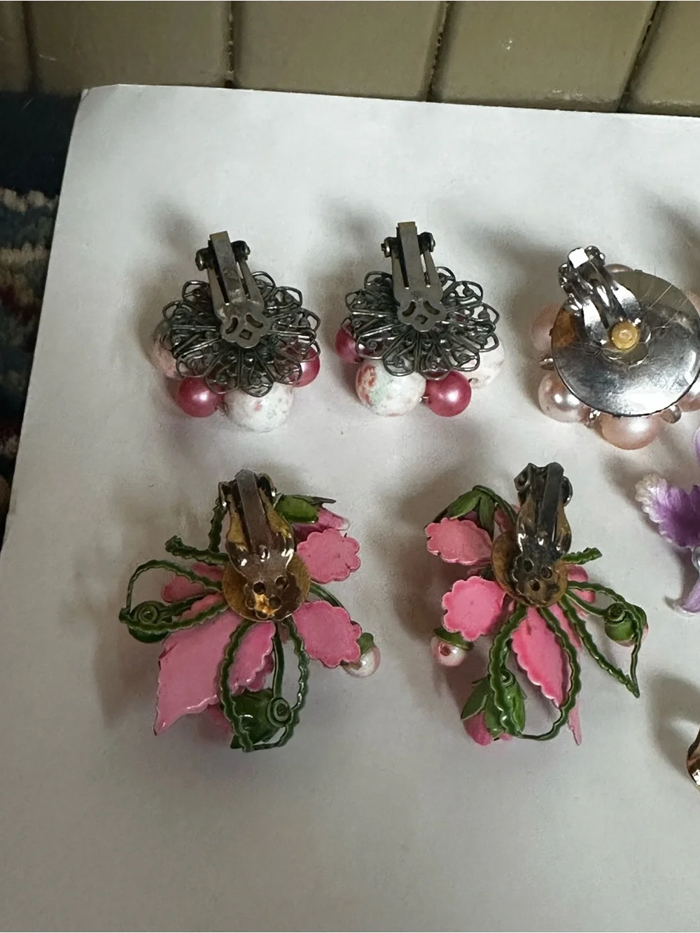 Vintage Clip-on Costume Jewelry Earrings lot of 7 pair